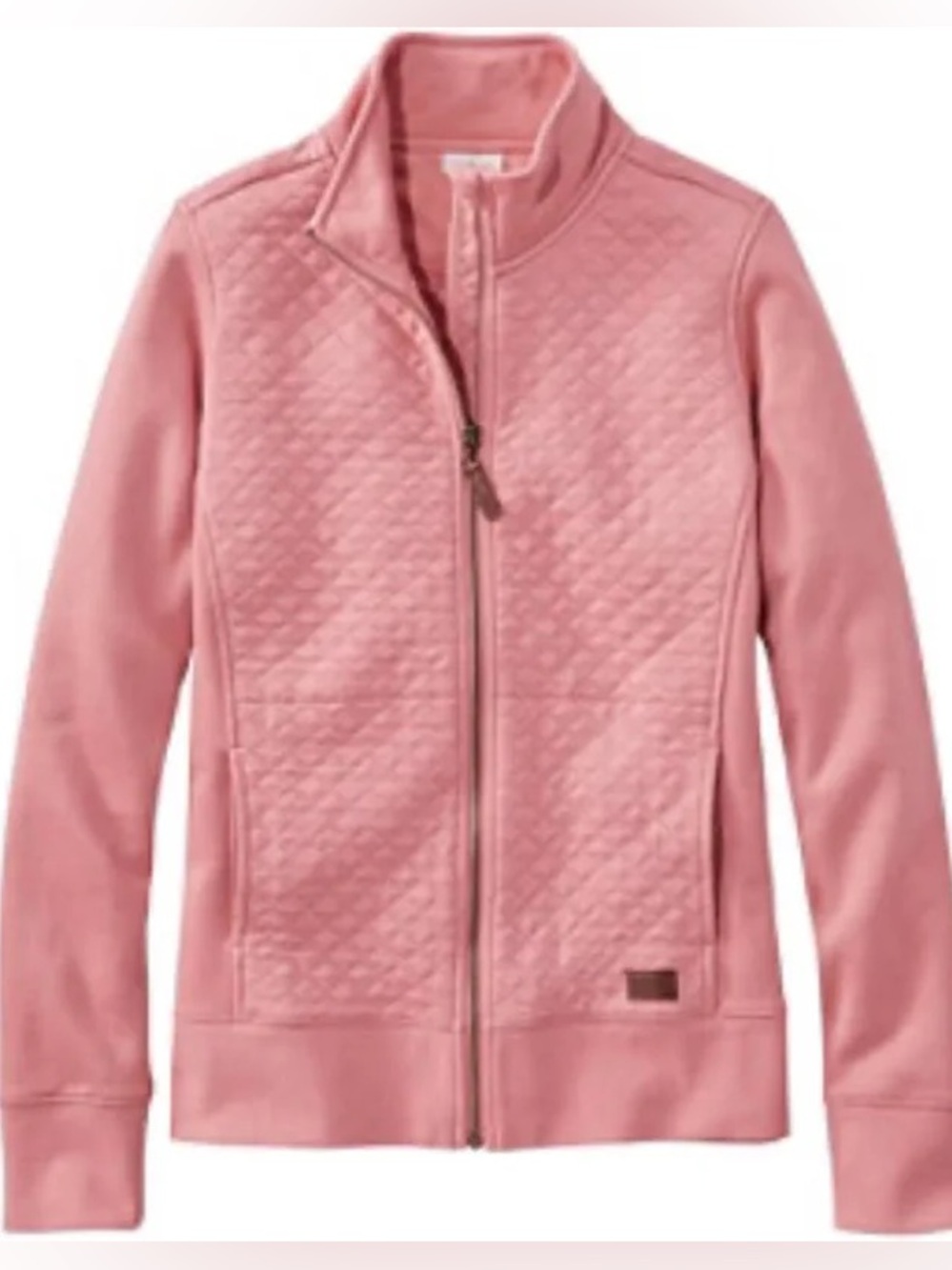 L.L.Bean Women's Quilted Full-Zip Sweatshirt Dusty Rose Pink Small